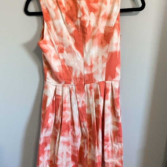Abstract coral pink floral fit and flare dress - Picture 5 of 6
